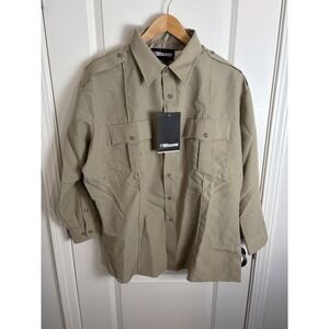 NWT!!! BLAUER 8670 MENS LONG SLEEVE POLYESTER SUPERSHIRT ZIP SHIRT TAN 18 x 33